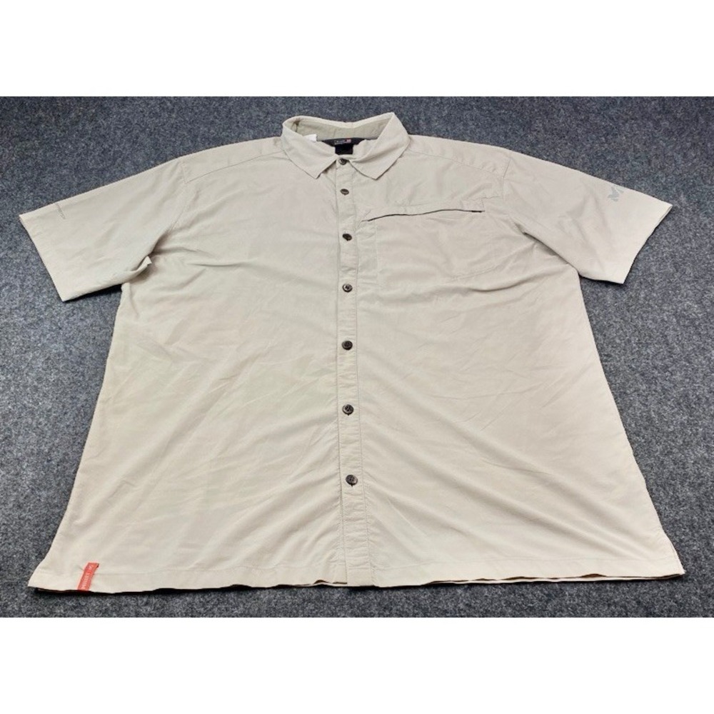 Millet Button Down Shirt Mens XXL Beige Short Sleeve Stretch Hiking MIV 3753